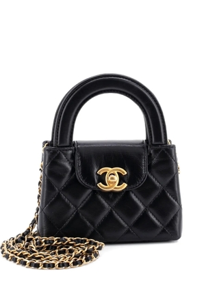 CHANEL Pre-Owned Kelly Top Handle Shopping Bag Quilted Shiny Aged Calfskin Nano crossbody bag - Black