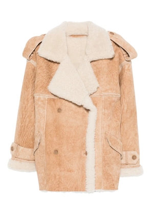 Salvatore Santoro double-breasted sheepskin jacket - Neutrals