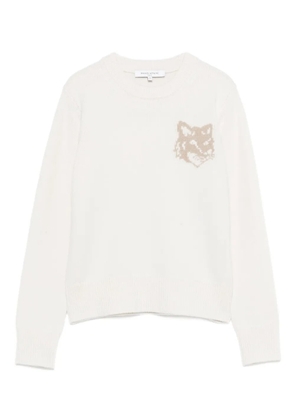 Maison Kitsuné fox-motif merino-wool sweater - White