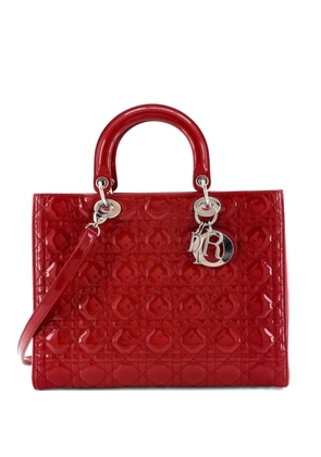 Christian Dior Pre-Owned Lady Dior Bag Cannage Quilt Patent Large satchel - Red