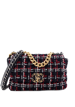 CHANEL Pre-Owned 19 Flap Bag Quilted Tweed Medium crossbody bag - Blue