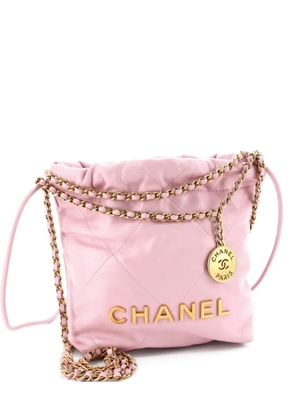 CHANEL Pre-Owned 22 Chain Hobo Quilted Calfskin Mini crossbody bag - Pink
