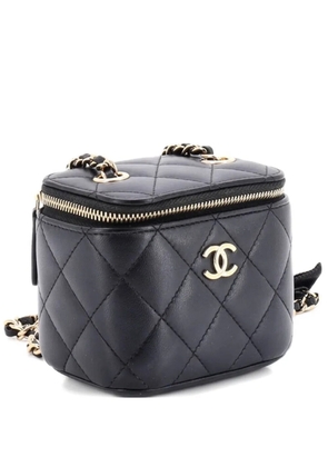 CHANEL Pre-Owned Camellia Bow Vanity Case with Chain Quilted Lambskin Mini crossbody bag - Black