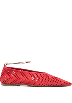 Jil Sander lattice ankle strap pumps - Red
