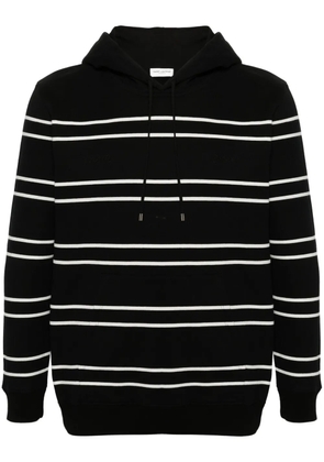 Saint Laurent striped cotton hoodie - Black