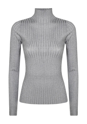 LIU JO lurex ribbed sweater - Grey
