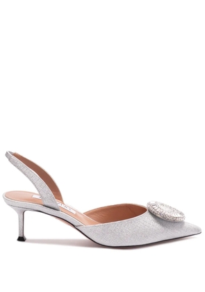 Aquazzura 50mm Crystal Hoop slingback pumps - Silver