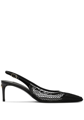 Dolce & Gabbana fishnet-detail pointed-toe pumps - Black