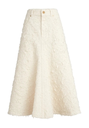 Brunello Cucinelli fuzzy-texture midi skirt - Neutrals