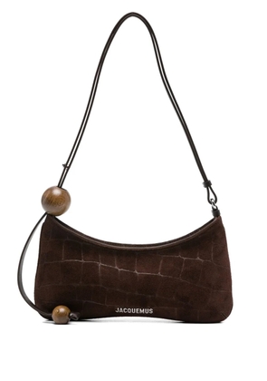 Jacquemus Le Bisou crocodile-effect wood-bead shoulder bag - Brown