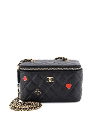 CHANEL Pre-Owned Coco Casino Vanity Case with Chain Quilted Caviar Small pouch - Black