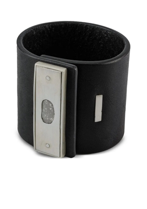 Parts of Four sterling silver and diamond leather-strap bracelet - Black