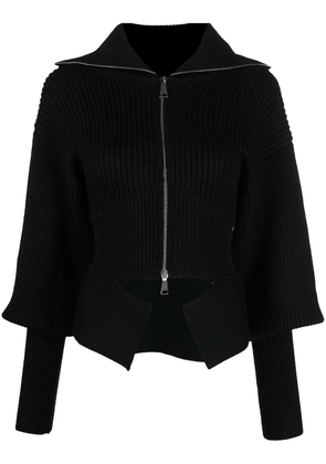 ANDREĀDAMO ribbed-knit zip-up cardigan - Black