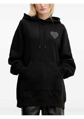 HUGO heart-logo ribbed hoodie - Black