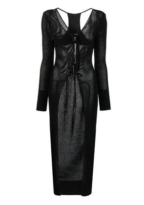 ANDREĀDAMO semi-sheer racerback knitted cardigan - Black