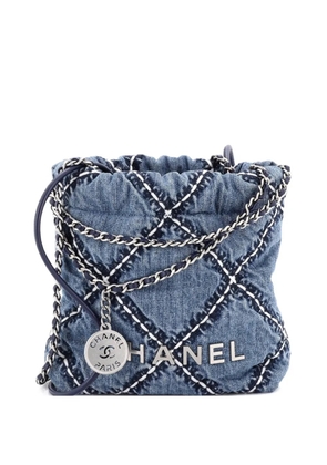 CHANEL Pre-Owned 22 Chain Quilted Stitched Denim Mini hobo bag - Blue