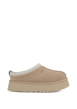 UGG embroidered-trim suede mules - Neutrals