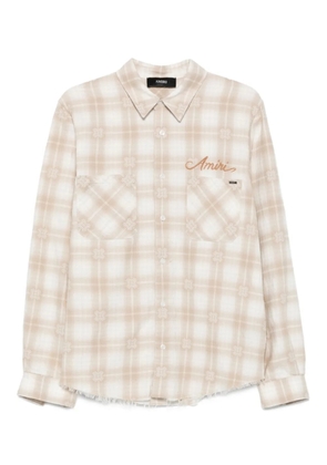 AMIRI checked frayed shirt - Neutrals