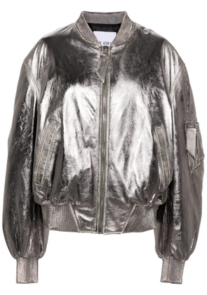 The Attico Anja metallic leather bomber jacket - Silver