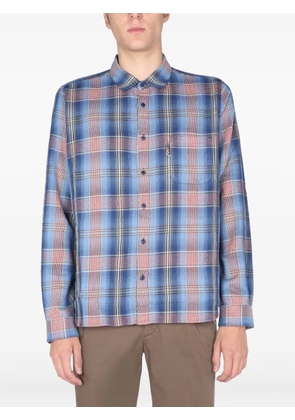 YMC checked-pattern pocket shirt - Blue