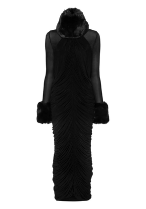 Magda Butrym faux-fur trim maxi dress - Black