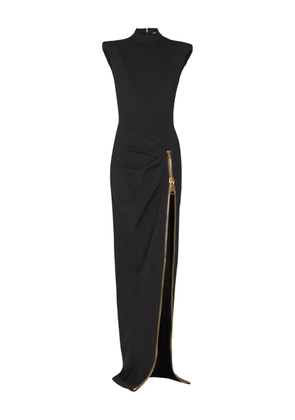 Balmain zip-detail shoulder-pad maxi dress - Black