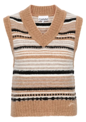GANNI striped sleeveless jumper - Neutrals