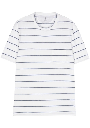 Brunello Cucinelli slub-textured striped T-shirt - White