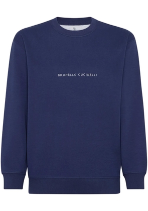Brunello Cucinelli logo-embroidered sweatshirt - Blue