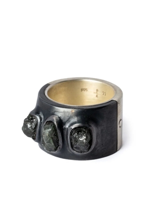 Parts of Four sterling silver Sistema sapphire ring - Black