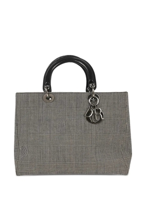 Christian Dior Pre-Owned 1999 large Lady Dior houndstooth canvas handbag - Black