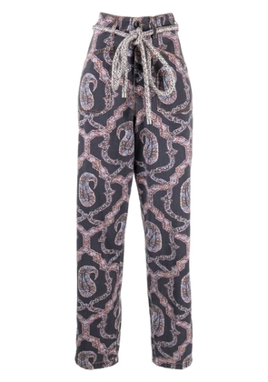 ETRO abstract-pattern tapered-leg trousers - Blue