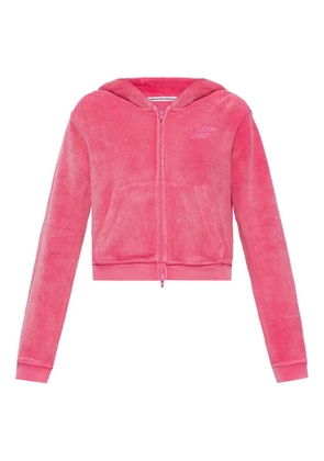 Alexander Wang leaf-embroidered hooded zip-up top - Pink
