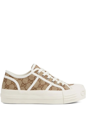Gucci GG monogram lace-up sneakers - Brown