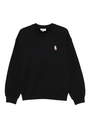 Maison Kitsuné fox-embroidered cotton sweatshirt - Black