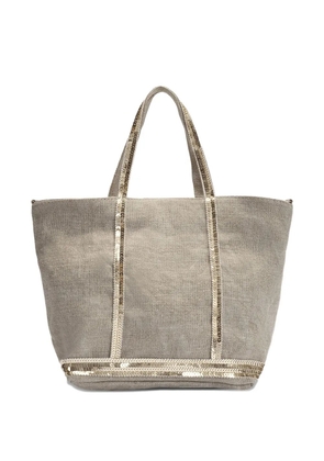 Vanessa Bruno small sequin-trimmed linen tote bag - Neutrals