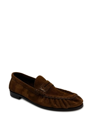 Saint Laurent logo loafers - Brown