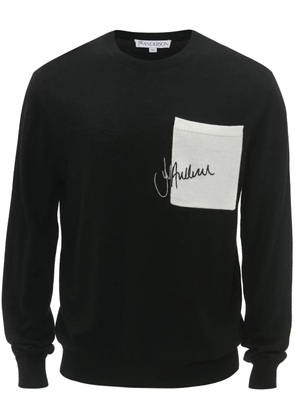 JW Anderson logo-embroidered crew-neck jumper - Black