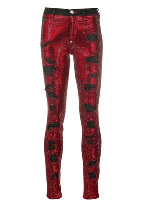 Philipp Plein crystal embellished skinny jeans - Red