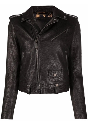 Philipp Plein Iconic leather biker jacket - Black
