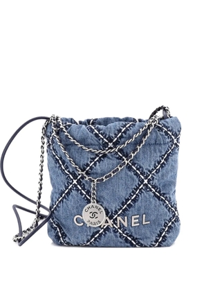 CHANEL Pre-Owned 22 Chain Quilted Stitched Denim Mini hobo bag - Blue