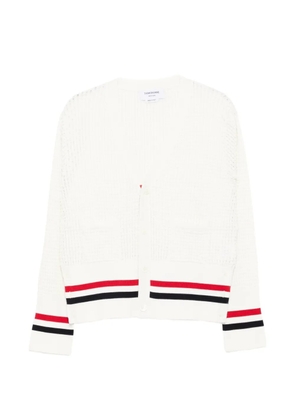 Thom Browne RWB-striped V-neck cardigan - White