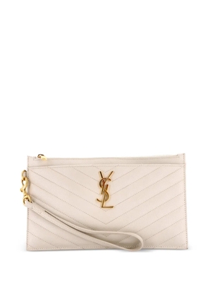 Saint Laurent Pre-Owned Classic Monogram Zip Bill Matelasse Chevron Leather Large pouch - Neutrals