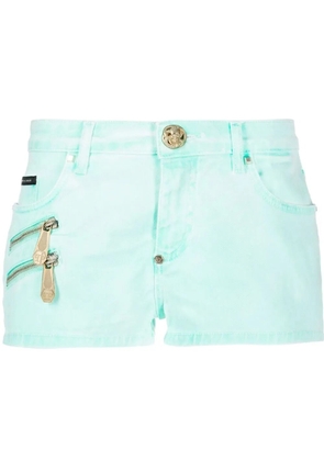 Philipp Plein biker-style denim shorts - Green