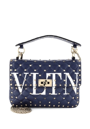 Valentino Garavani Pre-Owned VLTN Rockstud Spike Flap Bag Quilted Leather Medium shoulder bag - Blue