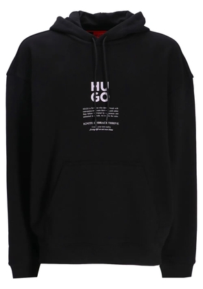 HUGO printed cotton hoodie - Black