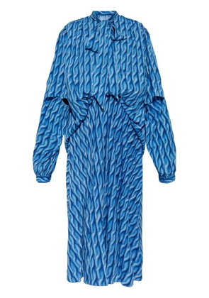 Balenciaga cable-knit-print midi dress - Blue