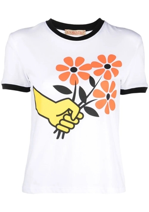CORMIO Mazzolino Fiori ringer T-shirt - White