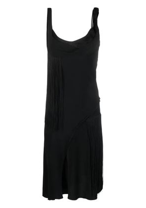 Victoria Beckham asymmetric fringed slip dress - Black