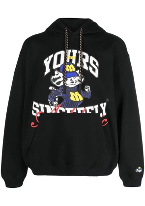 MSGM graphic-print cotton hoodie - Black